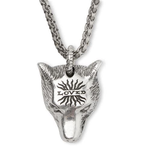 925 Sterling Silver Anger Forest Wolf Necklace.